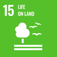 Sustainable Development Goal 15, Life on Land, infographic illustrating a tree, birds and land
