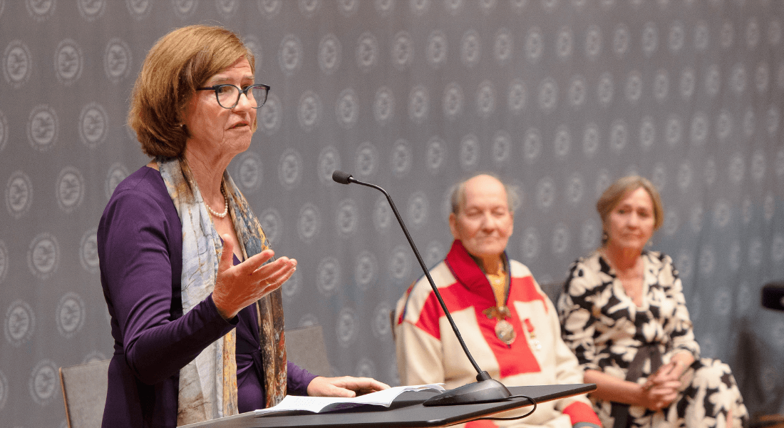 Katherine Richardson at the seminar prior to the ceremony.