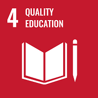 Sustainable Development Goal 4. Quality Education, infographic showing book and a pen