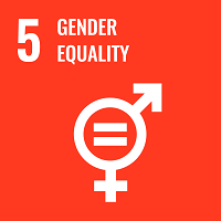 Sustainable Development Goal 5, infographic with a male, female and equal symbol