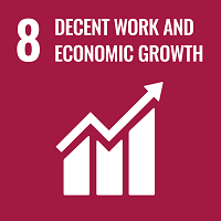 Sustainable Development Goal 8 Decent work and economic growth, infographic illustrating a financial chart